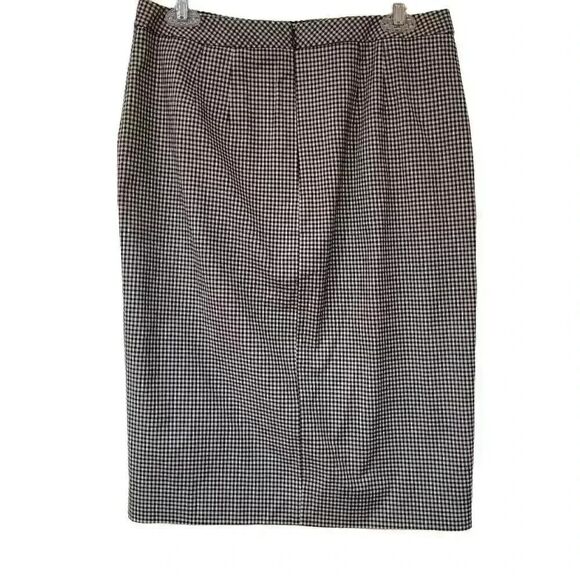 Talbots Women's Black & White Cotton/Spandex Gingham Check Straight Lined Skirt - Picture 7 of 9